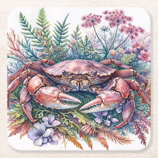 Botanische Wasserfarbe Rechteckiger Pappuntersetzer (Vorderseite)