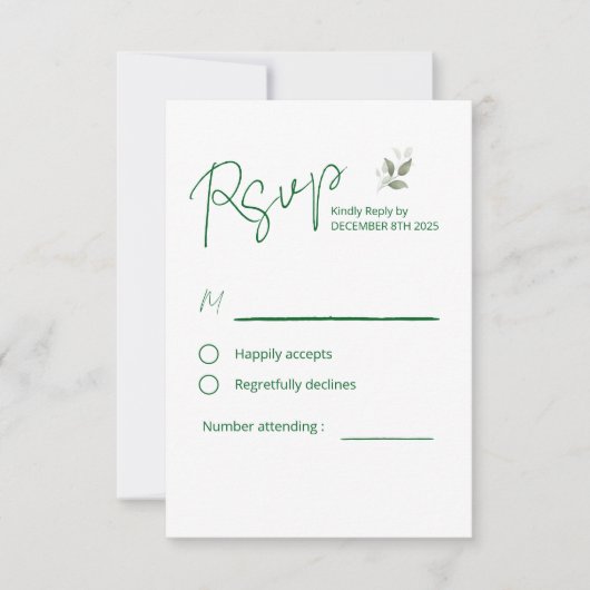 Botanische Wasserfarbe RSVP Karte (Vorderseite)