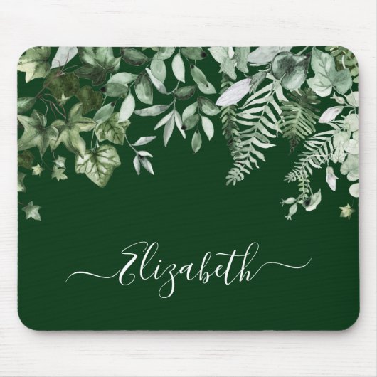 Botanische Wasserfarbe Sage Ferns Green Mousepad (Vorne)