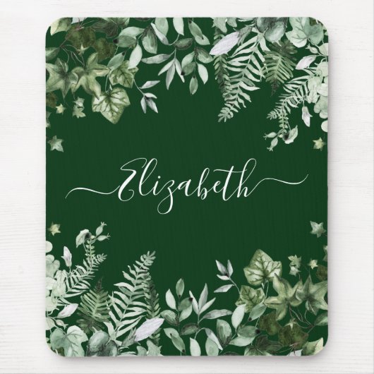 Botanische Wasserfarbe Sage Ferns Green Mousepad (Vorne)