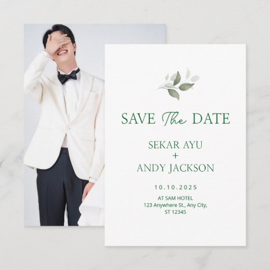 Botanische Wasserfarbe Save The Date (Vorne/Hinten)