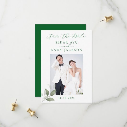 Botanische Wasserfarbe Save The Date (Vorderseite/Rückseite Beispiel)