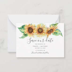 Botanische Wasserfarbe Sonnenblume Save the Date Mitteilungskarte