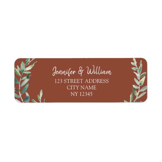 Botanische Wasserfarben Blätter rustikale Hochzeit (Vorne)