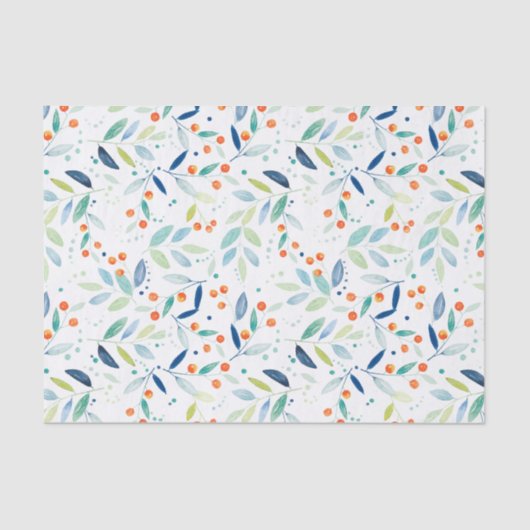 Botanische Wasserfarben Botanisches Muster Seidenpapier (Vorderseite)