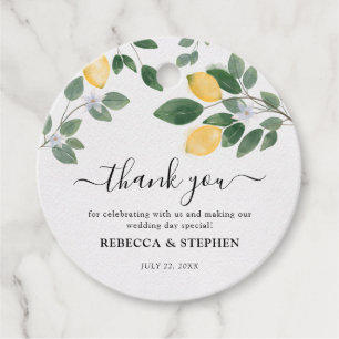 Botanische Wasserfarben Lemon & Greenery Hochzeit Geschenkanhänger
