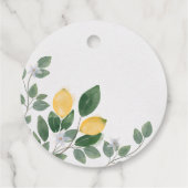 Botanische Wasserfarben Lemon & Greenery Hochzeit Geschenkanhänger (Rückseite)