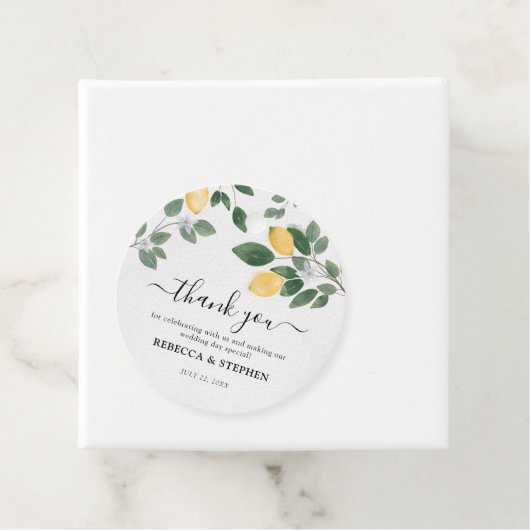 Botanische Wasserfarben Lemon & Greenery Hochzeit Geschenkanhänger (Beispiel)