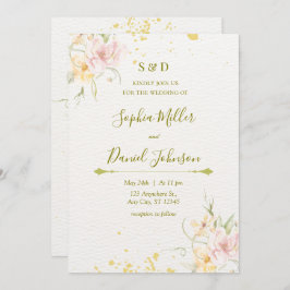 Botanische Wasserfarbenhochzeit Einladung