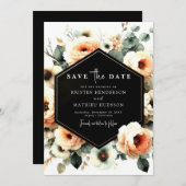 Botanische Wasserfarbenpfirsichhochzeit Save The Date (Vorne/Hinten)