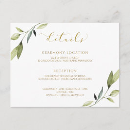 Botanische Wasserfarbenprägung Gold Wedding Greene Begleitkarte