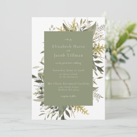 Botanische Wasserfarbenwelt Einladung zur Hochzeit (Stehend Vorderseite)