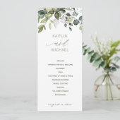 Botanische Wasserfarbenwelt Hochzeit Elegant Programm (Stehend Vorderseite)