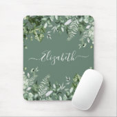 Botanische Watercolor Ferns Ivy Sage Green Mousepad (Mit Mouse)