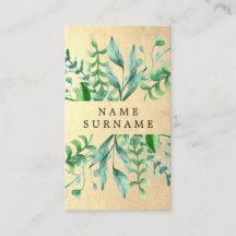 Botanische Watercolor Gold Vertical Business Card