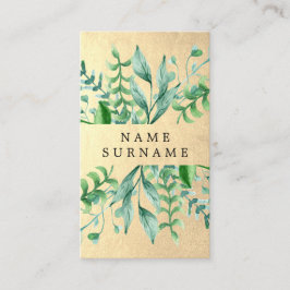Botanische Watercolor Gold Vertical Business Card Visitenkarte