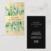 Botanische Watercolor Gold Vertical Business Card Visitenkarte (Vorne/Hinten)