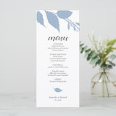 Botanische Wedding Dusty Blue Menu Card Menükarte (Stehend Vorderseite)