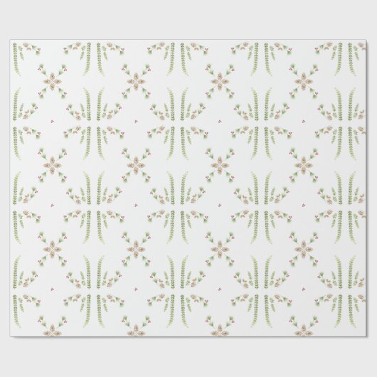 Botanische Weihnachten Geschenkpapier (Flach)
