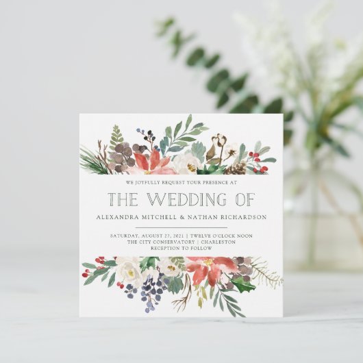 Botanische Weihnachten | Hochzeit Einladung (Stehend Vorderseite)