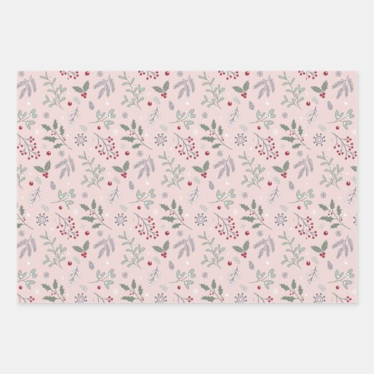 Botanische Weihnachten mit Mistletoe Pattern Geschenkpapier Set (Vorderseite 3)