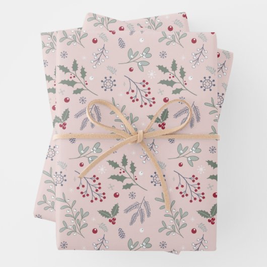 Botanische Weihnachten mit Mistletoe Pattern Geschenkpapier Set (Beispiel)