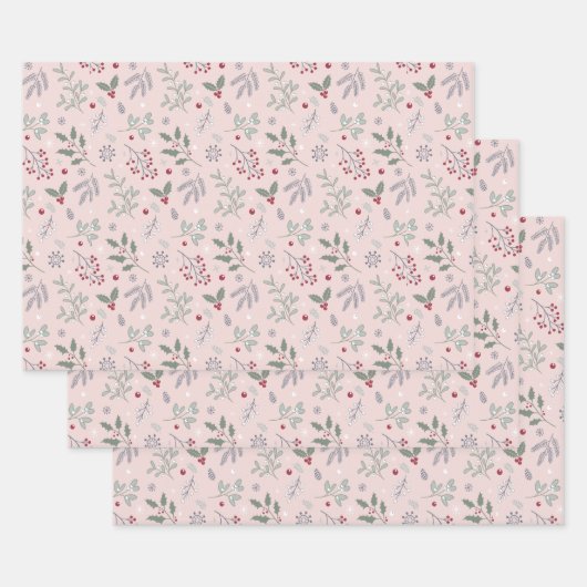 Botanische Weihnachten mit Mistletoe Pattern Geschenkpapier Set (Set)