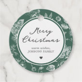 Botanische Weihnachts-Rundum-Geschenkanhänger Geschenkanhänger (Vorderseite)