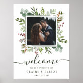 Botanische Weihnachtsfeier Begrüßung Foto Grün Poster (Vorne)