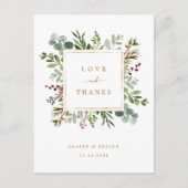 Botanische Weihnachtsfeier Gold Hochzeit Danke Pos Postkarte (Vorderseite)