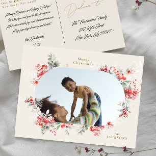Botanische Weihnachtsfeiern mit elegantem, cremefa Feiertagspostkarte