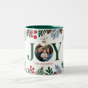 Botanische Weihnachtsfreude Familienfoto Zweifarbige Tasse