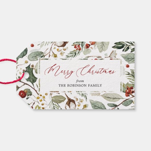Botanische Weihnachtsgeschenkanhänger Geschenkanhänger (Rückseite Horizontal)