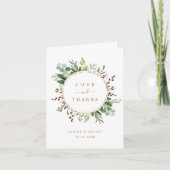 Botanische Weihnachtsgoldene Hochzeit Danke geklap Karte (Vorderseite)