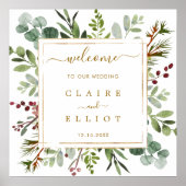 Botanische Weihnachtsgoldene Hochzeit Willkommensp Poster (Vorne)