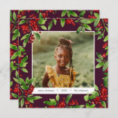 Botanische Weihnachtskarte für das Foto "Aquarell" Einladung (Vorne/Hinten)