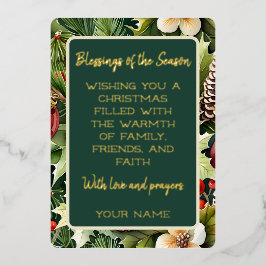 Botanische Weihnachtskarte für den Goldenen Foil Folien Feiertagskarte