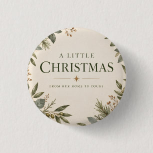 Botanische Weihnachtskarte, Natürliche Weihnachtsg Button