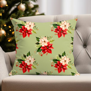 Botanische Weihnachtsmusik mit Poinsettia Kissen