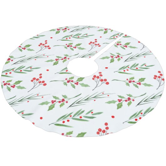 Botanische Weihnachtsmuster-Schürze Polyester Weihnachtsbaumdecke (Schrägansicht)