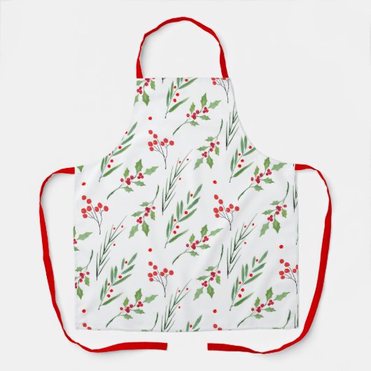 Botanische Weihnachtsmuster-Schürze Schürze (Vorderseite)