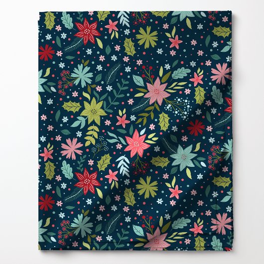 Botanische Weihnachtsnachtsnacht-Blumenmuster Stoff