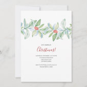 Botanische Weihnachtswasserfarbe Einladung (Vorderseite)