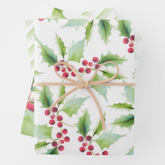 Botanische Weihnachtswasserfarbe Geschenkpapier Set (Beispiel)