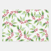 Botanische Weihnachtswasserfarbe Geschenkpapier Set (Vorderseite)
