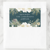 Botanische Weihnachtswasserfarbe Rücksendeadresse Rechteckiger Aufkleber (Tasche)