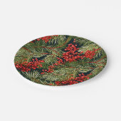 Botanische Weihnachtszweige und Berries Pappteller (Schrägansicht)