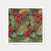 Botanische Weihnachtszweige und Berries Serviette (Vorderseite)