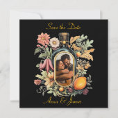 Botanische Weinflasche, Save the Date Feiertagskarte (Vorderseite)