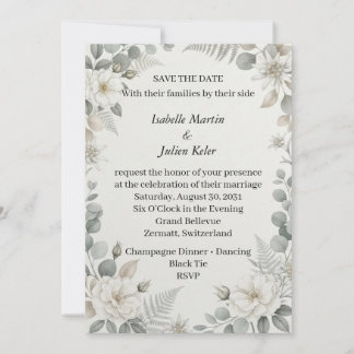 Botanische weiße florale Save The Date Hochzeits E Einladung